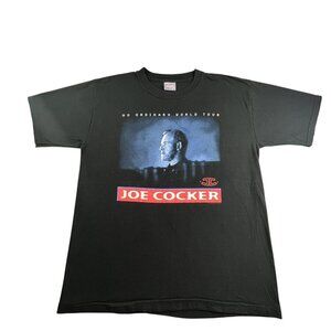 VTG Joe Cocker T-Shirt No Ordinary World Tour Concert Mens Large Black USA Made